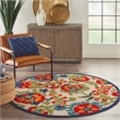 Nourison Aloha 5' x Round Multicolor Fabric Farmhouse Area Rug (5' Round)