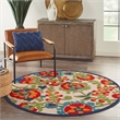 Nourison Aloha 5' x Round Multicolor Fabric Farmhouse Area Rug (5' Round)