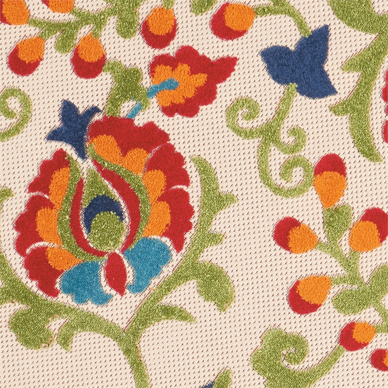 Nourison Aloha 5' x Round Multicolor Fabric Farmhouse Area Rug (5' Round)