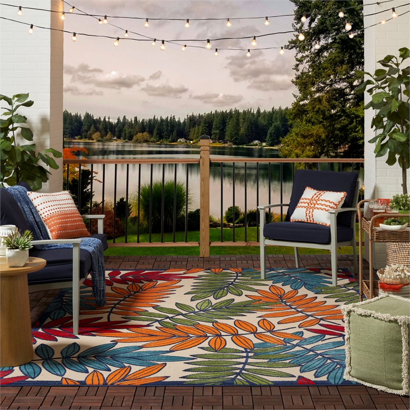 Nourison Aloha 7' x 10' Multicolor Fabric Tropical Area Rug (7' x 10')