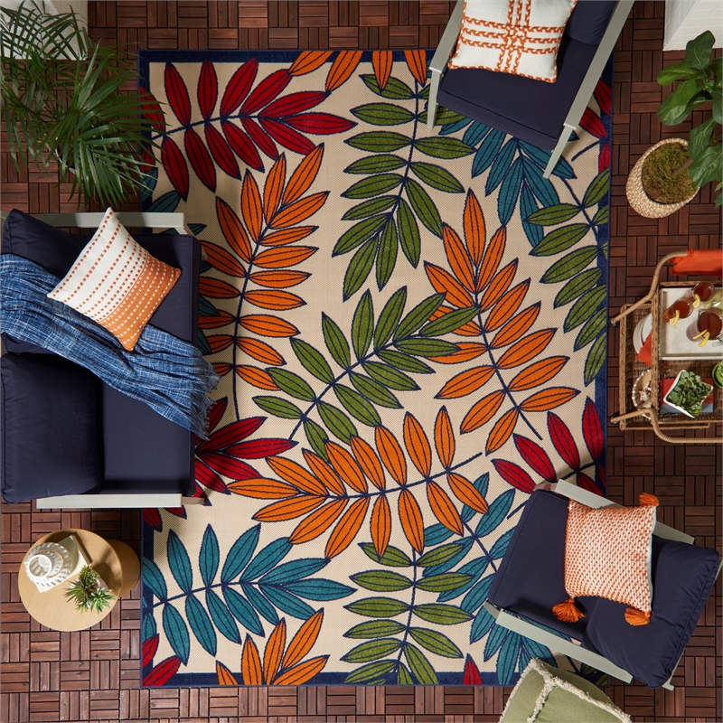 Nourison Aloha 7' x 10' Multicolor Fabric Tropical Area Rug (7' x 10')