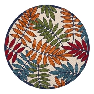 Nourison Aloha 8' x Round Multicolor Fabric Tropical Area Rug (8' Round)