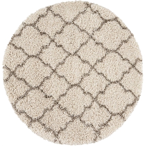 Nourison Amore 3'11&quot x ROUND Cream Shag Indoor Rug