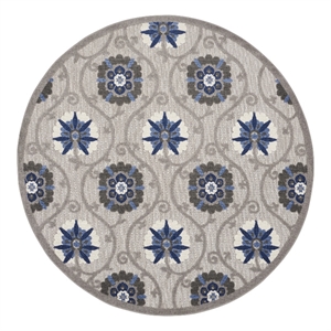 Nourison Aloha 7'10&quot x round Grey/Blue Indoor/Outdoor Rug Polypropylene