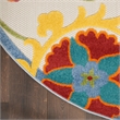 Nourison Aloha 8' x Round Ivory Multicolor Fabric Farmhouse Area Rug (8' Round)