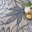 Nourison Aloha 8' x Round Ivory Navy Fabric Tropical Area Rug (8' Round)