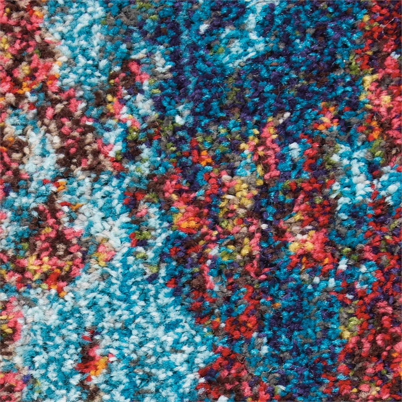 Nourison Celestial 12' Runner Blue and Red Fabric Modern Area Rug (12' Runner)