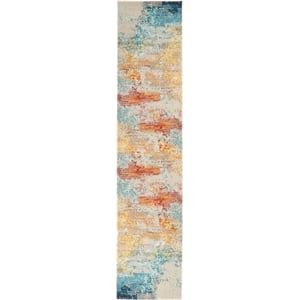 Nourison Celestial 14' Runner Multicolor Fabric Modern Area Rug (14' Runner)