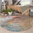 Nourison Celestial 5' x Round Multicolor Fabric Modern Area Rug (5' Round)
