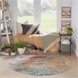 Nourison Celestial 5' x Round Multicolor Fabric Modern Area Rug (5' Round)