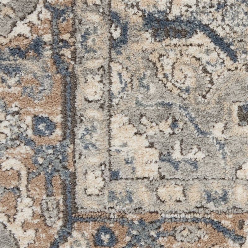 Nourison Concerto 10' Runner Ivory Gray Fabric Farmhouse Area Rug (10' Runner)