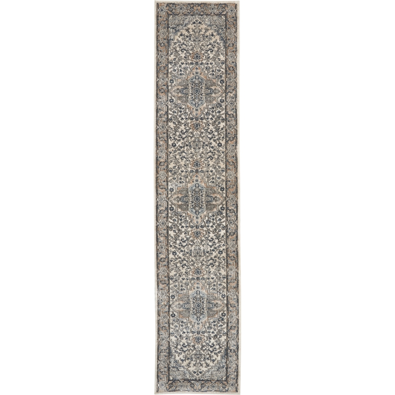 Nourison Concerto 10' Runner Ivory Gray Fabric Farmhouse Area Rug (10' Runner)