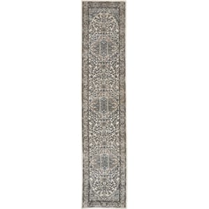 Nourison Concerto 10' Runner Ivory Gray Fabric Farmhouse Area Rug (10' Runner)