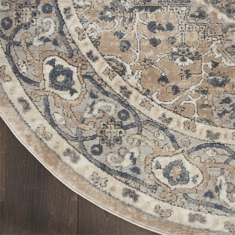 Nourison Concerto 8' x Round Beige Gray Fabric Farmhouse Area Rug (8' Round)