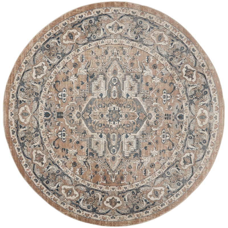 Nourison Concerto 8' x Round Beige Gray Fabric Farmhouse Area Rug (8' Round)