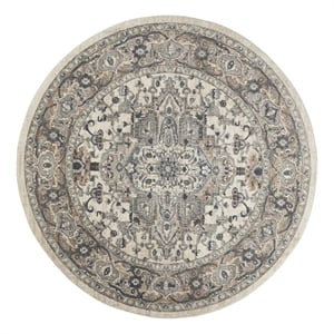 Nourison Concerto 8' x Round Ivory Gray Fabric Farmhouse Area Rug (8' Round)