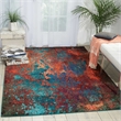 Nourison Celestial 4' x 6' Blue and Red Fabric Modern Area Rug (4' x 6')