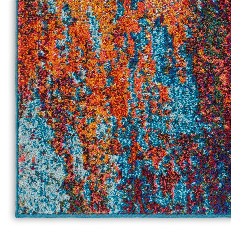 Nourison Celestial 4' x 6' Blue and Red Fabric Modern Area Rug (4' x 6')
