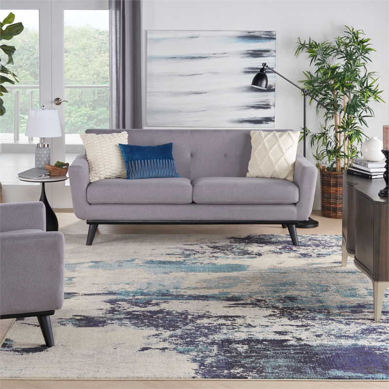 Nourison Celestial 8' x 11' Blue and White Fabric Modern Area Rug (8' x 11')