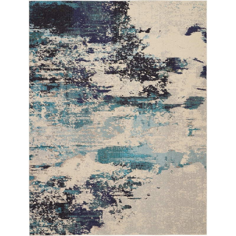 Nourison Celestial 8' x 11' Blue and White Fabric Modern Area Rug (8' x 11')
