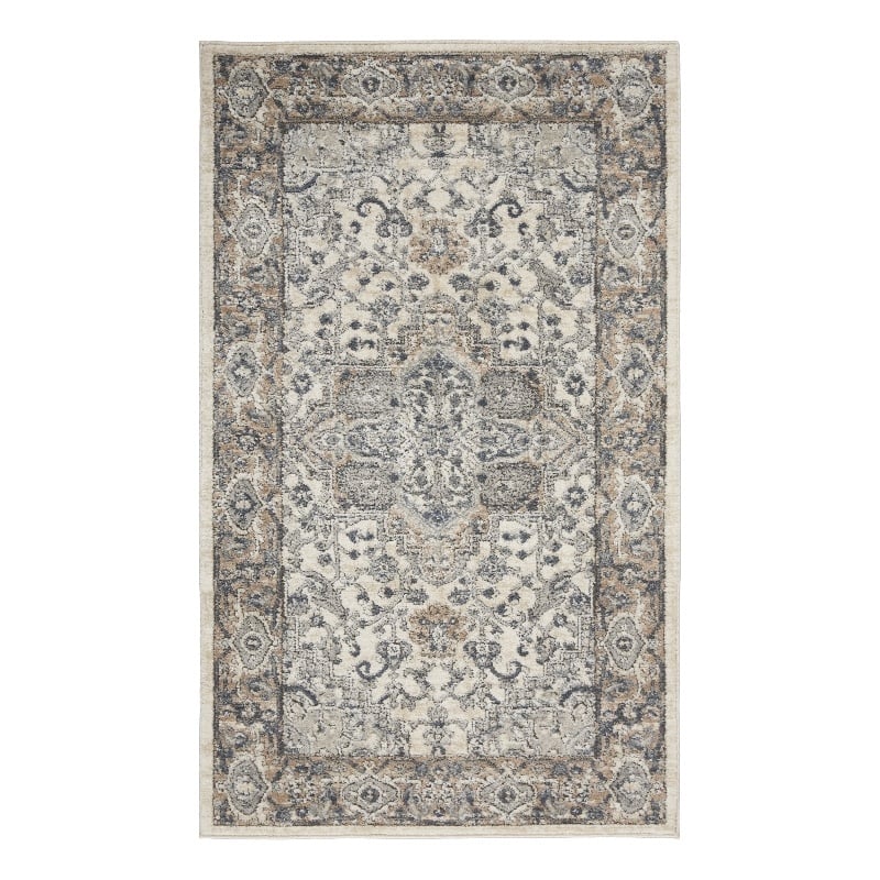 Nourison Concerto 3' x 5' Ivory Gray Fabric Farmhouse Area Rug (3' x 5')