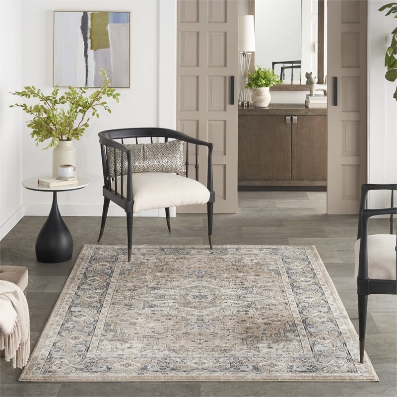 Nourison Concerto 4' x 6' Beige Gray Fabric Farmhouse Area Rug (4' x 6')