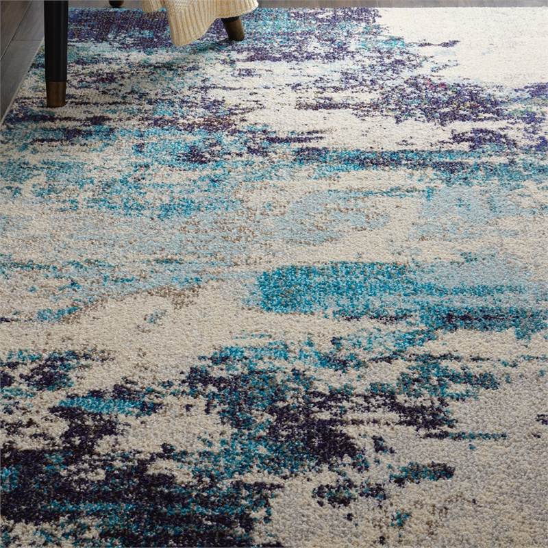 Nourison Celestial 4' x 6' Blue and White Fabric Modern Area Rug (4' x 6')