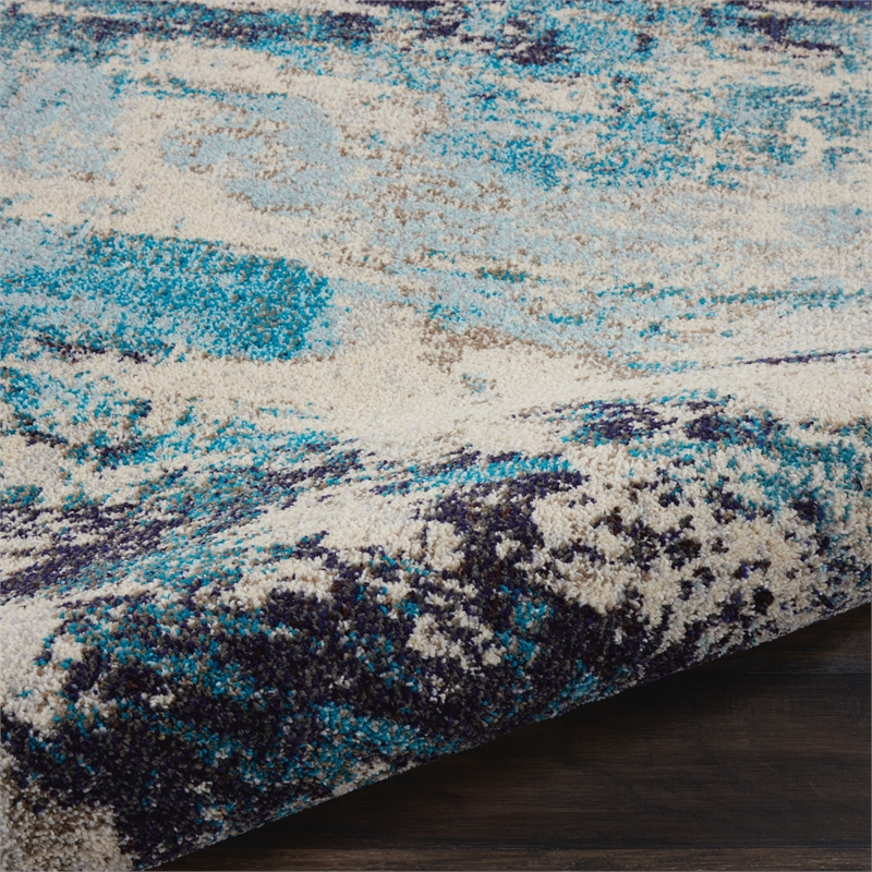 Nourison Celestial 4' x 6' Blue and White Fabric Modern Area Rug (4' x 6')