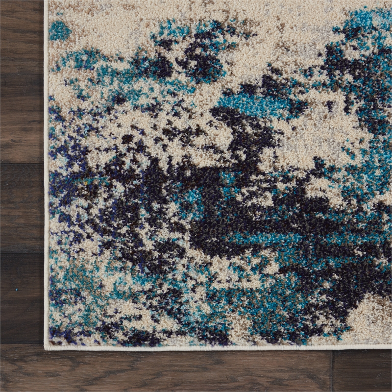 Nourison Celestial 4' x 6' Blue and White Fabric Modern Area Rug (4' x 6')