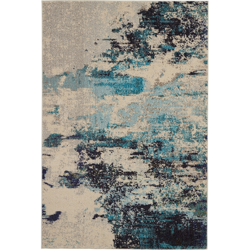 Nourison Celestial 4' x 6' Blue and White Fabric Modern Area Rug (4' x 6')