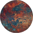 Nourison Celestial 8' x Round Blue and Red Fabric Modern Area Rug (8' Round)