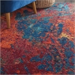 Nourison Celestial 8' x Round Blue and Red Fabric Modern Area Rug (8' Round)