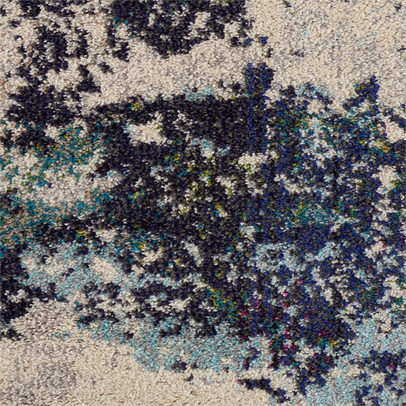 Nourison Celestial 8' x Round Blue and White Fabric Modern Area Rug (8' Round)