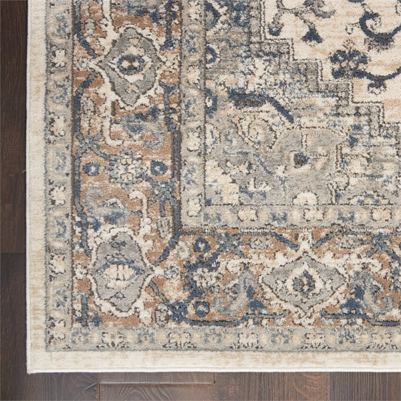 Nourison Concerto 4' x 6' Ivory Gray Fabric Farmhouse Area Rug (4' x 6')