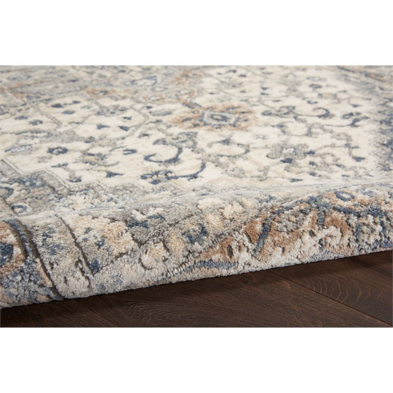 Nourison Concerto 4' x 6' Ivory Gray Fabric Farmhouse Area Rug (4' x 6')