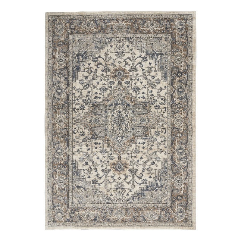 Nourison Concerto 4' x 6' Ivory Gray Fabric Farmhouse Area Rug (4' x 6')