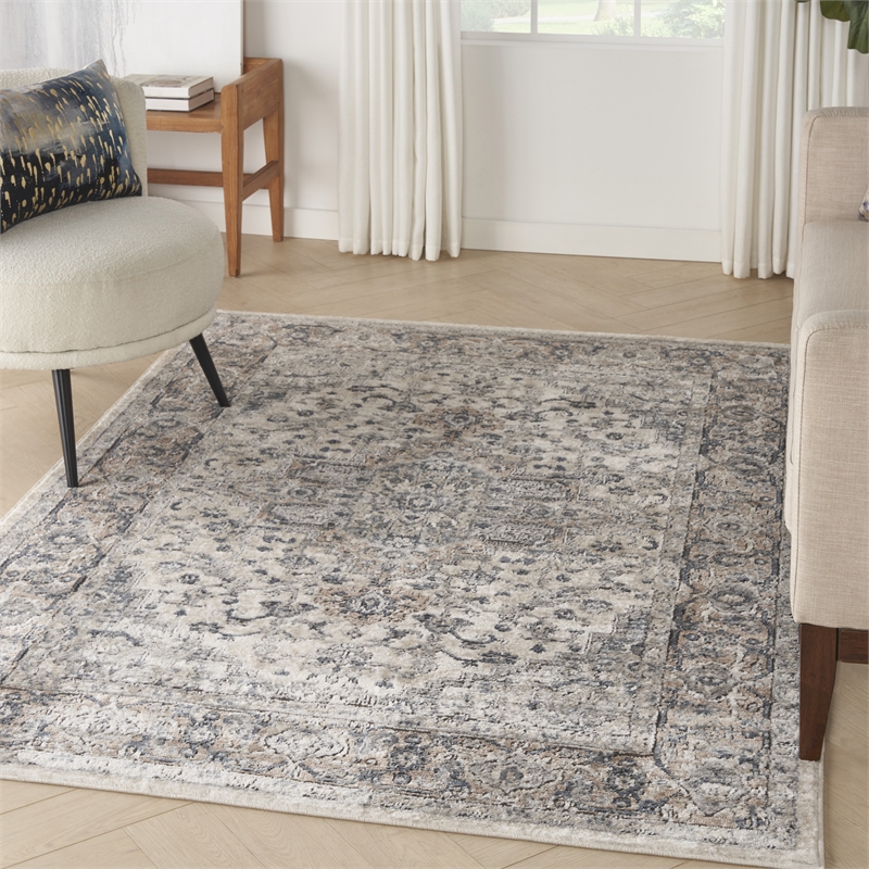 Nourison Concerto 4' x 6' Ivory Gray Fabric Farmhouse Area Rug (4' x 6')