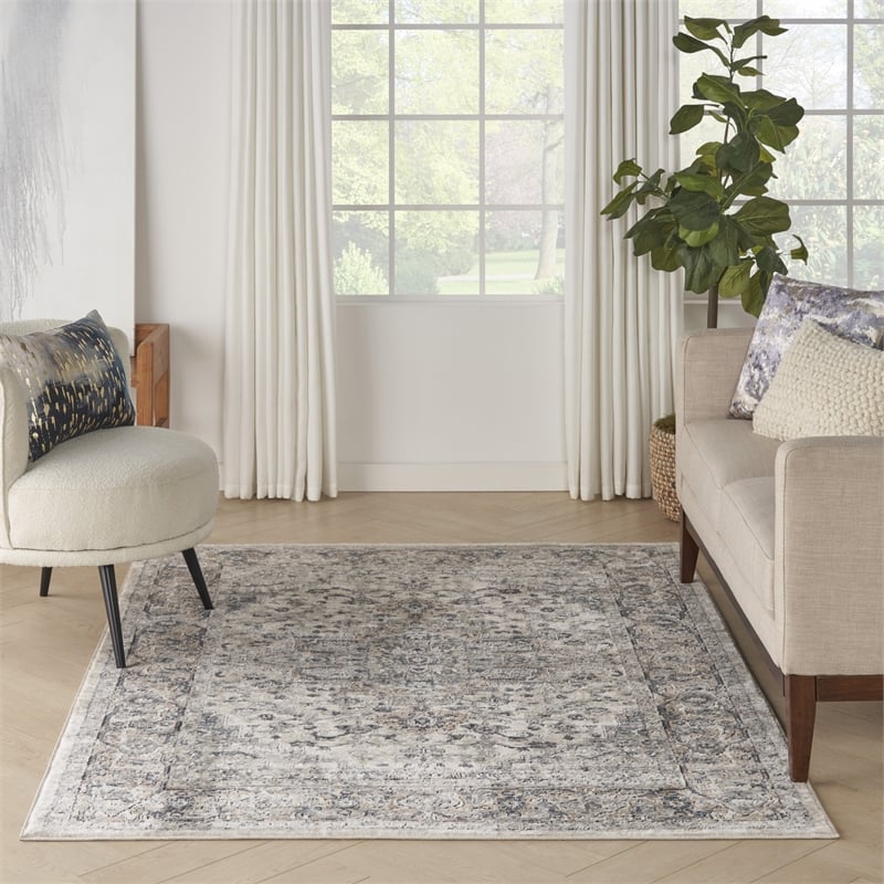 Nourison Concerto 4' x 6' Ivory Gray Fabric Farmhouse Area Rug (4' x 6')