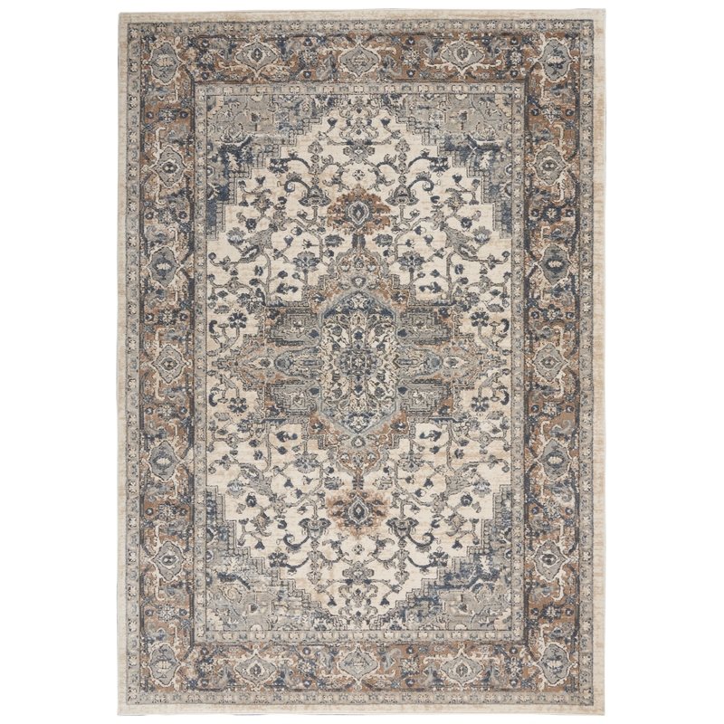 Nourison Concerto 4' x 6' Ivory Gray Fabric Farmhouse Area Rug (4' x 6')