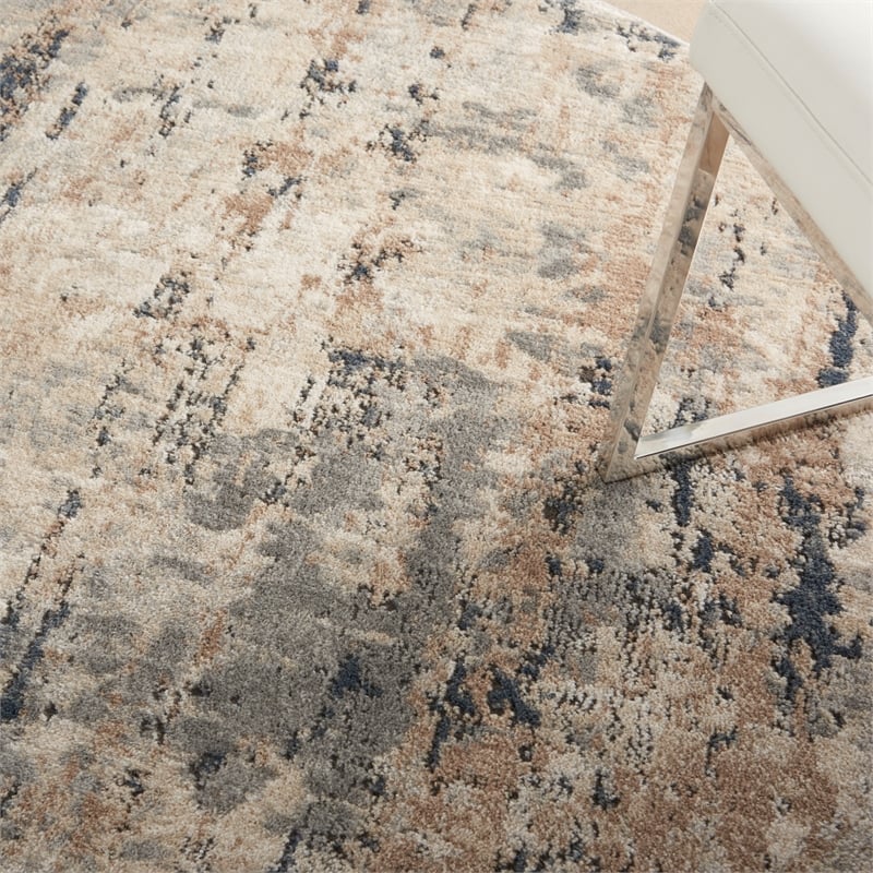 Nourison Concerto 4' x Round Beige Gray Fabric Modern Area Rug (4' Round)