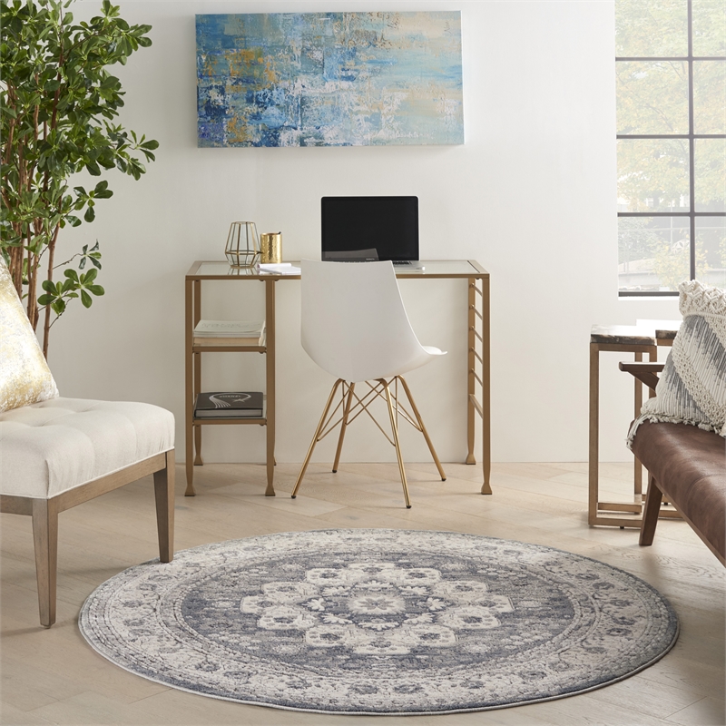 Nourison Concerto 4' x round Grey/Ivory Vintage Indoor Rug