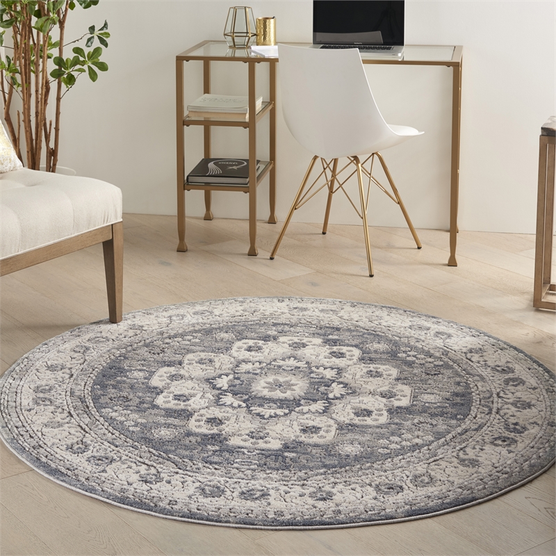 Nourison Concerto 4' x round Grey/Ivory Vintage Indoor Rug