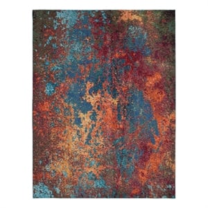 Nourison Celestial 9' x 12' Blue and Red Fabric Modern Area Rug (9' x 12')