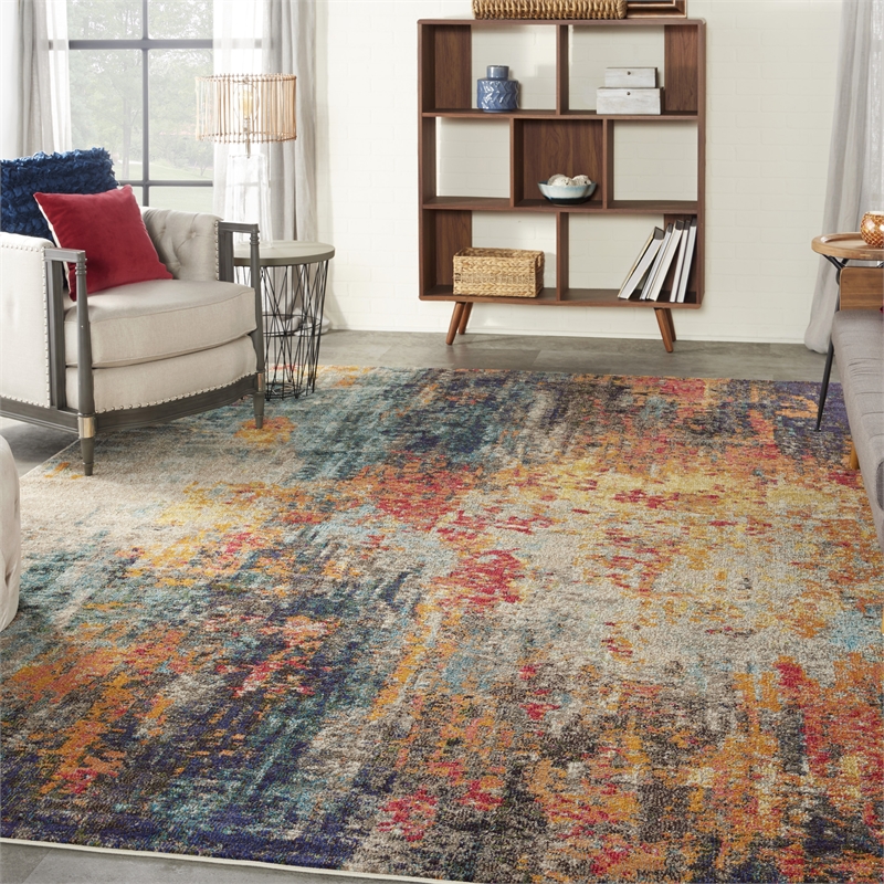 Nourison Celestial 9' x 12' Multicolor Modern Indoor Rug Polypropylene