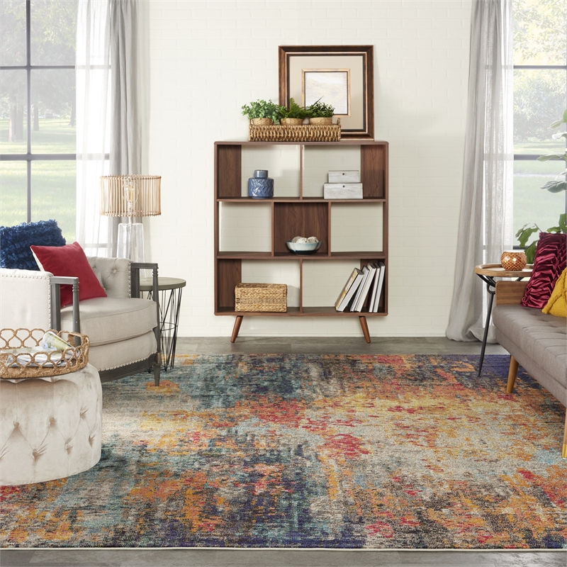 Nourison Celestial 9' x 12' Multicolor Modern Indoor Rug Polypropylene