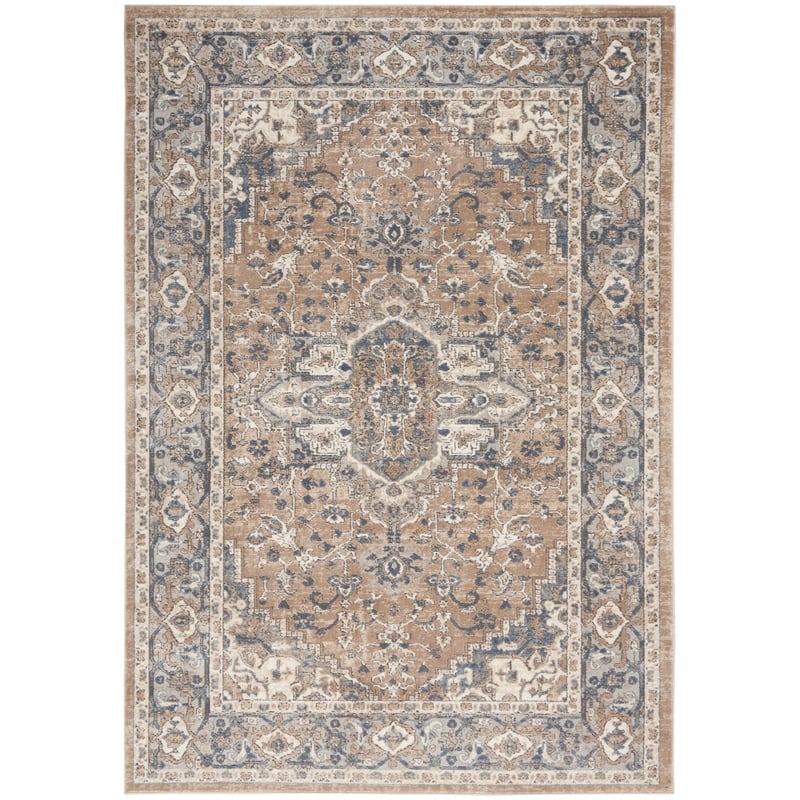 Nourison Concerto 5' x 7' Beige Gray Fabric Farmhouse Area Rug (5' x 7')