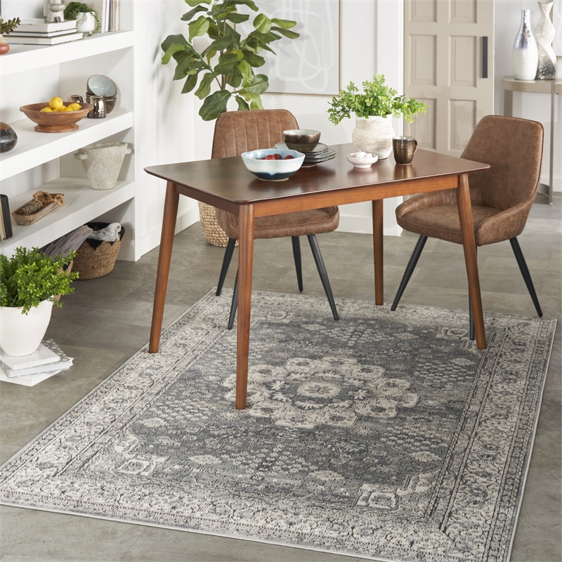 nourison concerto 5'3&quot x 7'3&quot grey/ivory vintage indoor rug