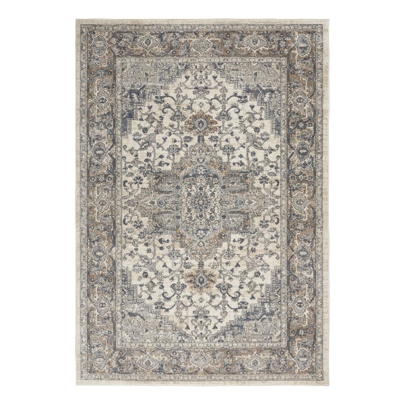 Nourison Concerto 5' x 7' Ivory Gray Fabric Farmhouse Area Rug (5' x 7')