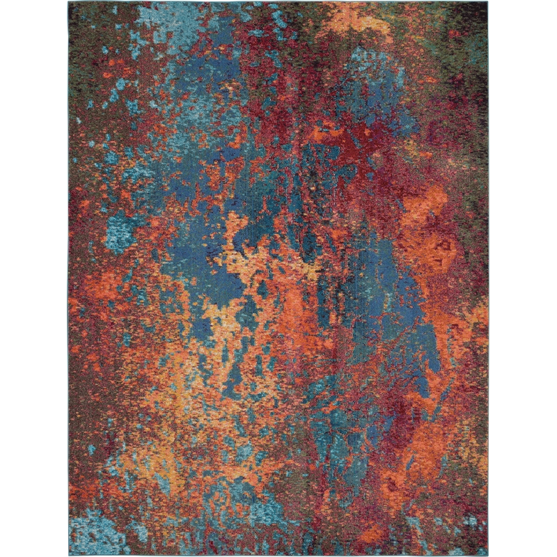 Nourison Celestial 10' x 14' Blue and Red Fabric Modern Area Rug (10' x 14')