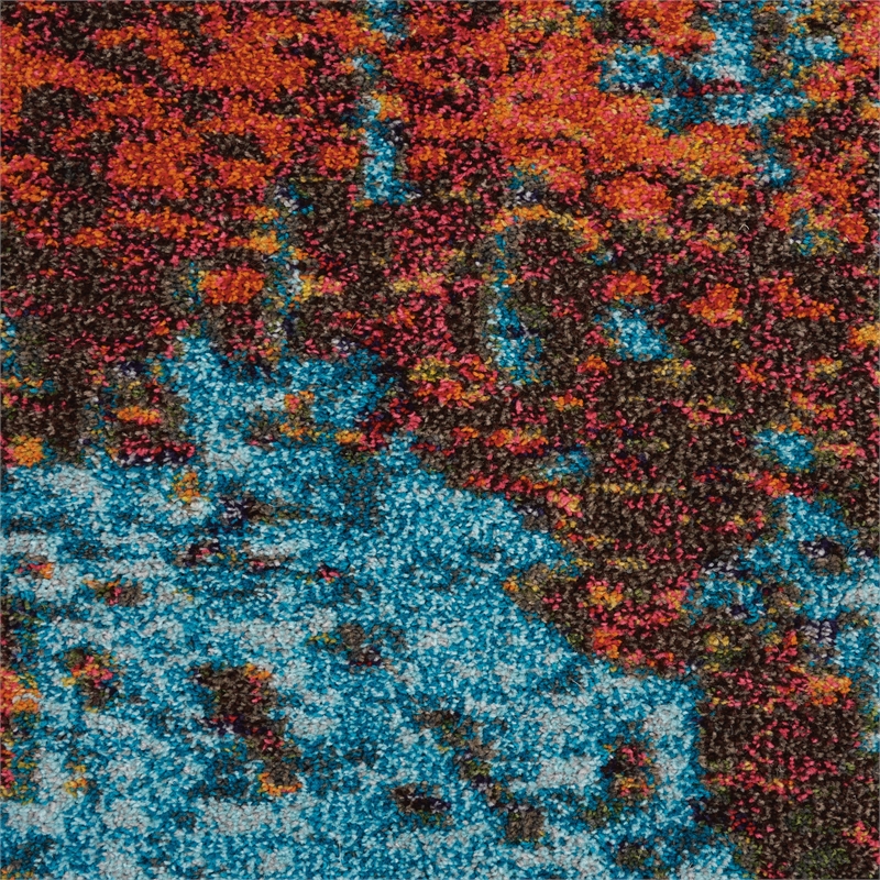 Nourison Celestial 10' x 14' Blue and Red Fabric Modern Area Rug (10' x 14')